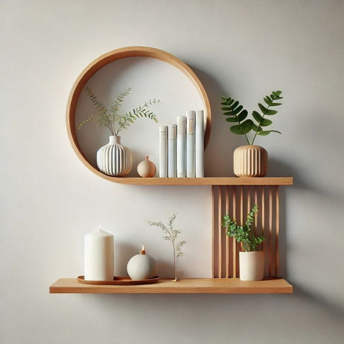 Modern Wooden Wall Shelf with Round Frame for Home Décor