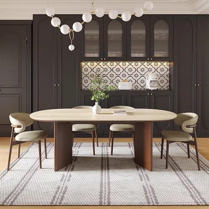 Hormox Modern Round Solid Wood 6 seater Dining Table Set - Urban Crafto