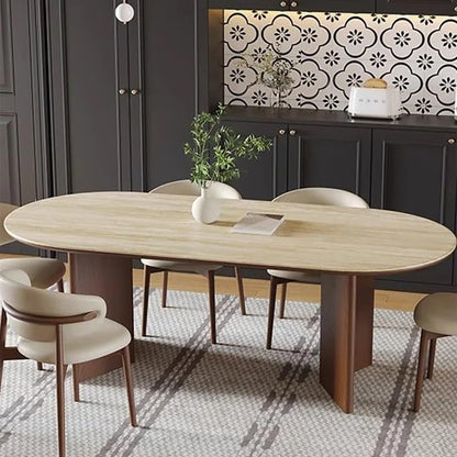 Hormox Modern Round Solid Wood 6 seater Dining Table Set - Urban Crafto