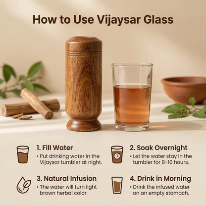Vijaysar Wooden Tumbler Natural Ayurvedic Wooden Water Glass Handmade Cup - Urban Crafto