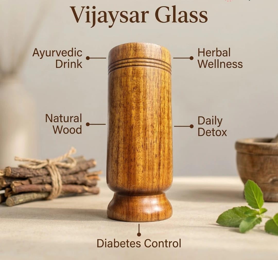 Vijaysar Wooden Tumbler Natural Ayurvedic Wooden Water Glass Handmade Cup - Urban Crafto