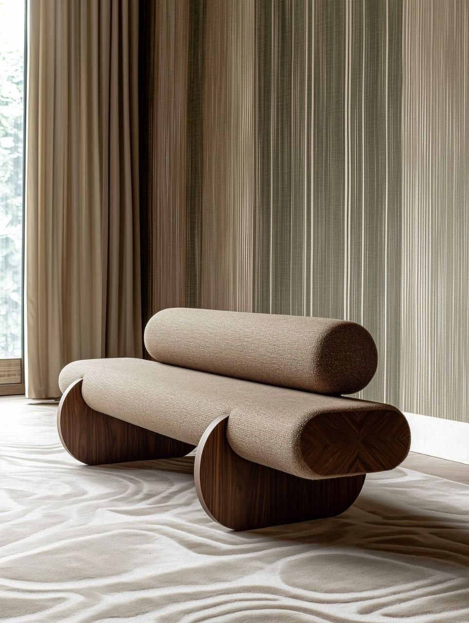 Modern Wooden Upholstered Bench for Living Room and Bedroom