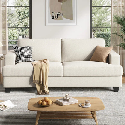Upholstered Loveseat Sofa, Linen Fabric 2 Seater Couch For Apartment Bedroom Living Room Office