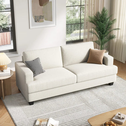 Upholstered Loveseat Sofa, Linen Fabric 2 Seater Couch For Apartment Bedroom Living Room Office