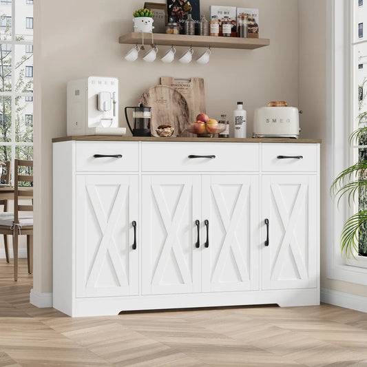 Modern Sideboard with 3 Drawers Adjustable Shelves - Wooden bazar