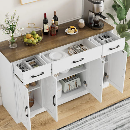 Modern Sideboard with 3 Drawers Adjustable Shelves - Wooden bazar