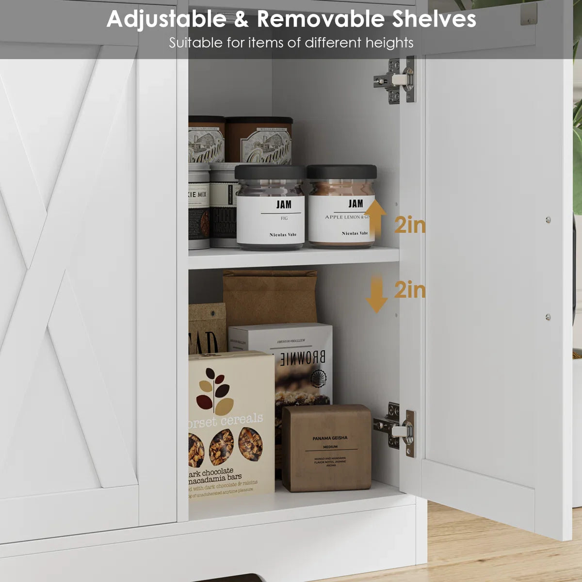 Modern Sideboard with 3 Drawers Adjustable Shelves - Wooden bazar