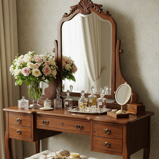 Carbo Vanity dressing table wooden with mirror with stool