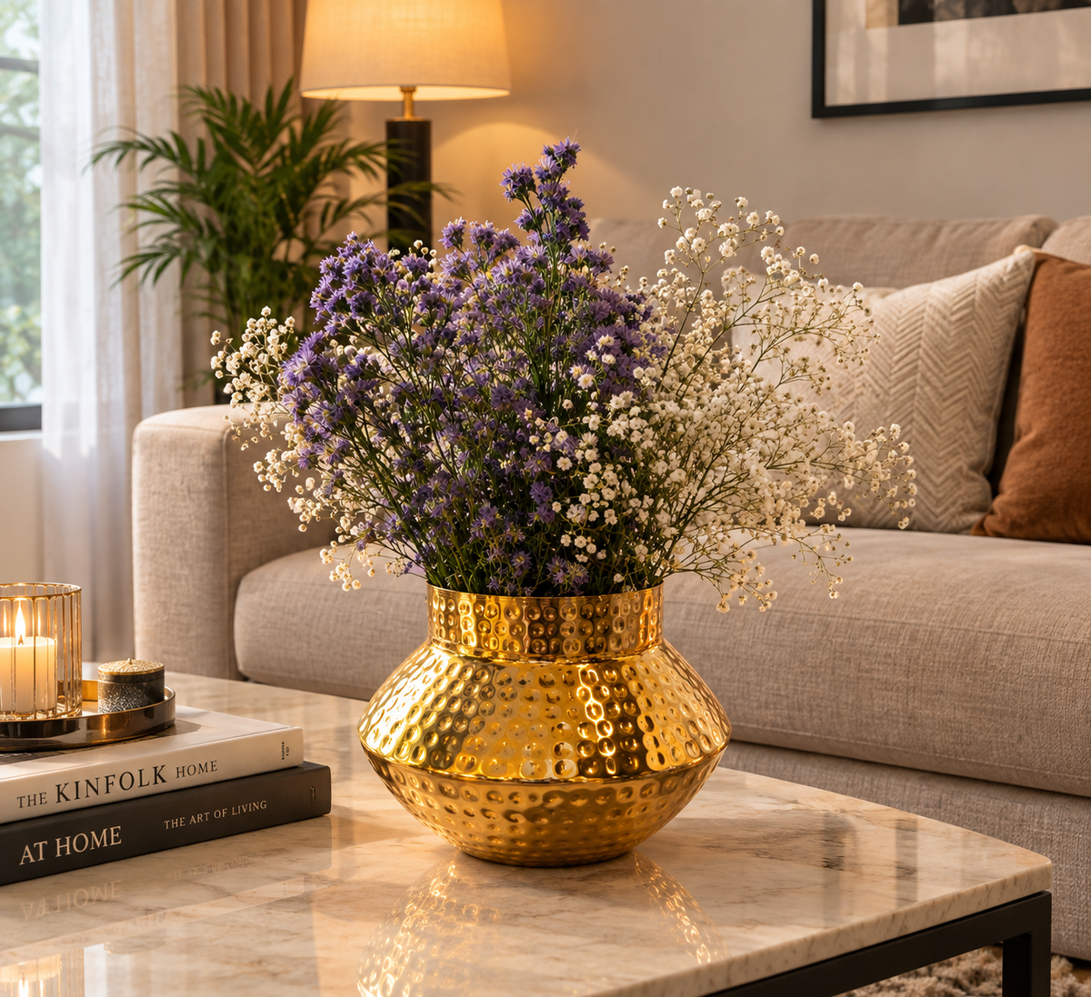 Elegant Hammered Gold Decorative Vase-Small