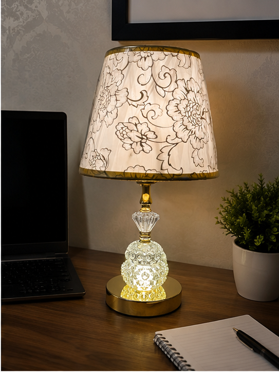 Crystal Glow Floral Table Lamp