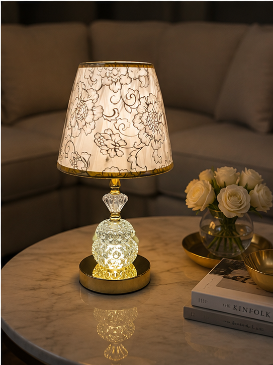 Crystal Glow Floral Table Lamp