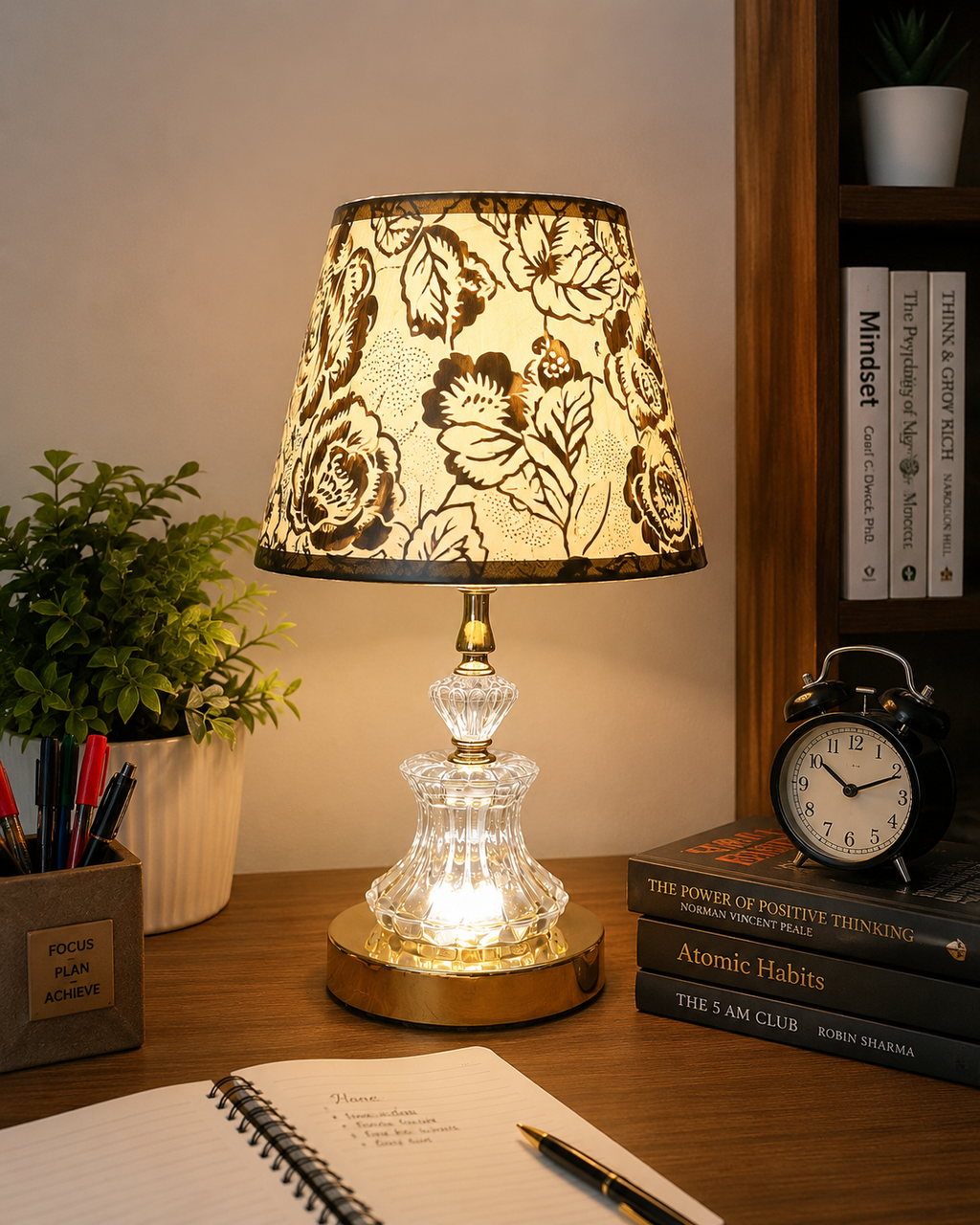 Crystal Glow Floral Table Lamp
