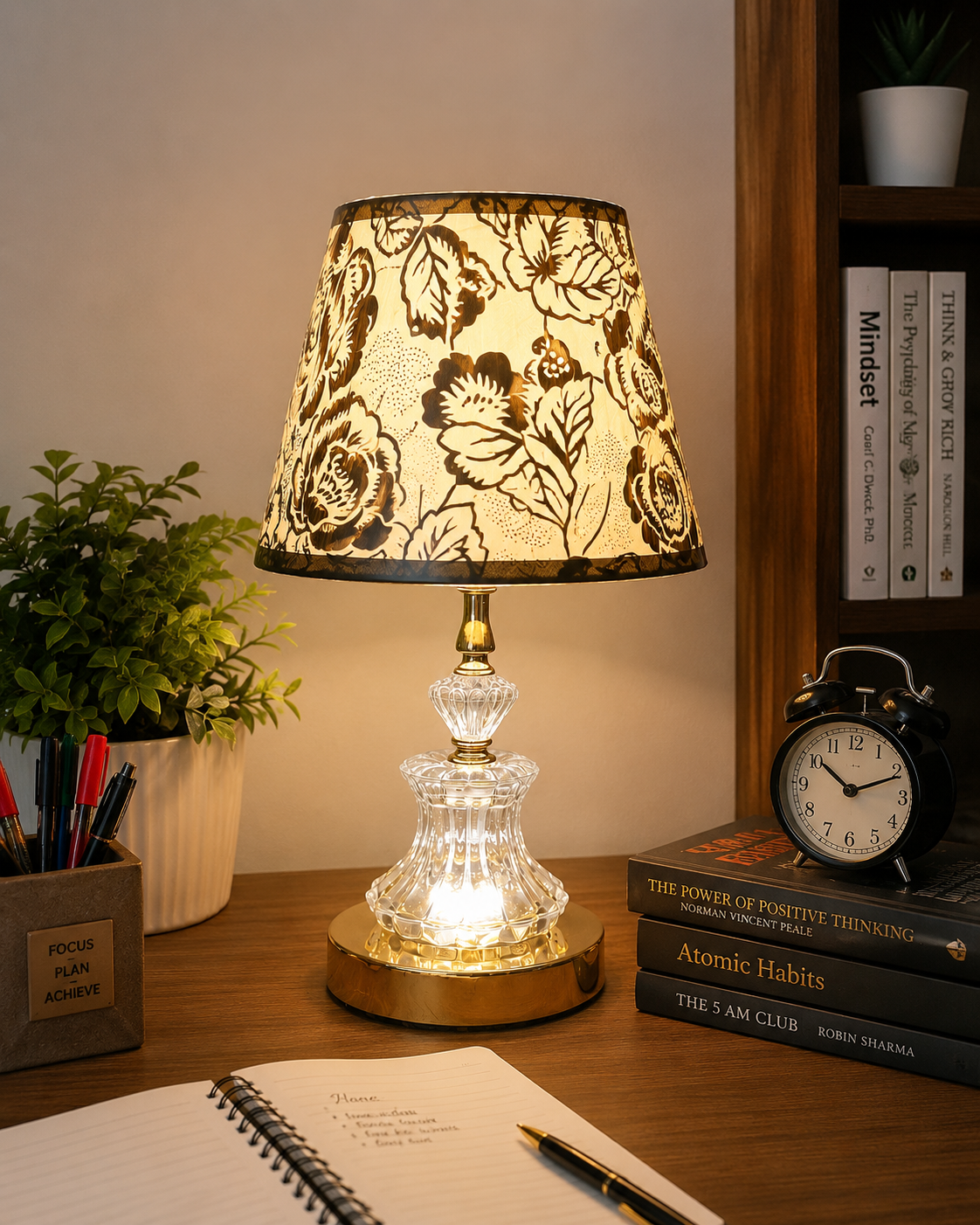 Crystal Glow Floral Table Lamp