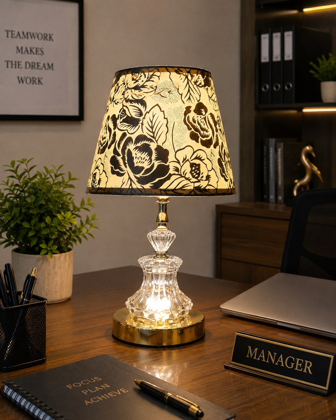 Crystal Glow Floral Table Lamp