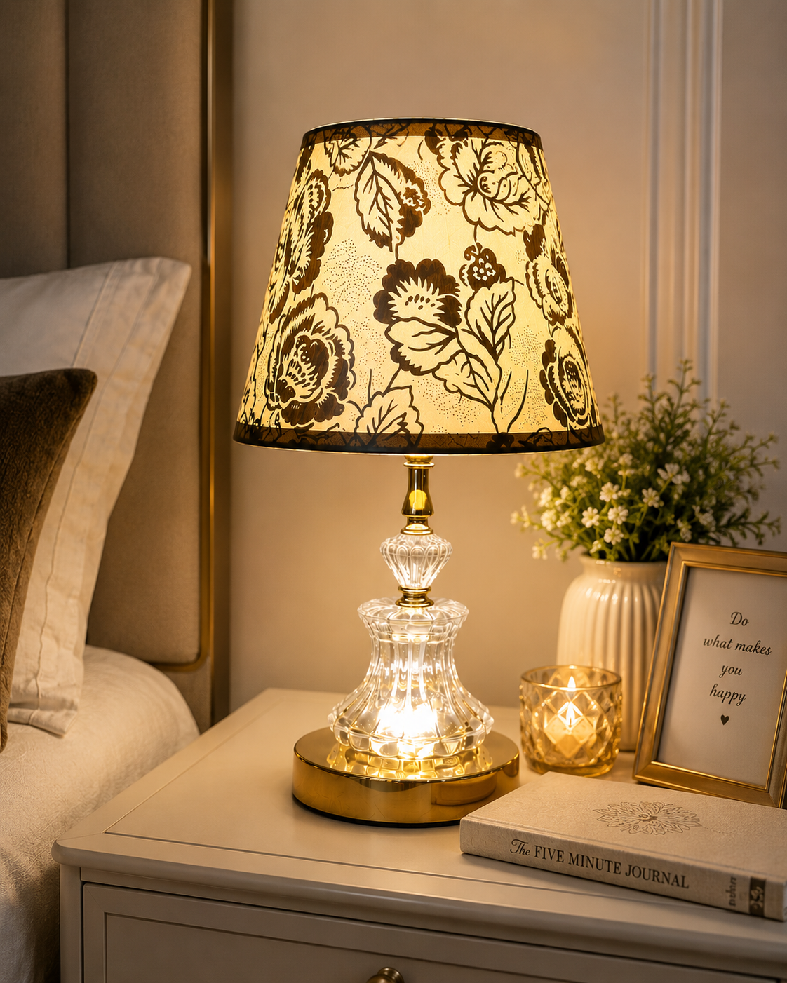 Crystal Glow Floral Table Lamp