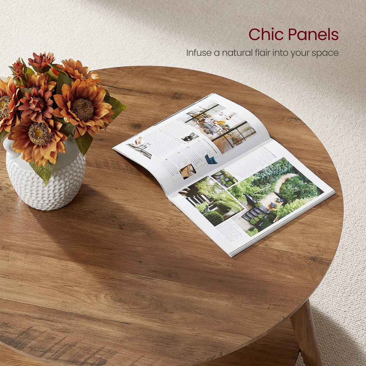 Clasino Coffee Table With 2-Tier Storage Shelves - Wooden bazar