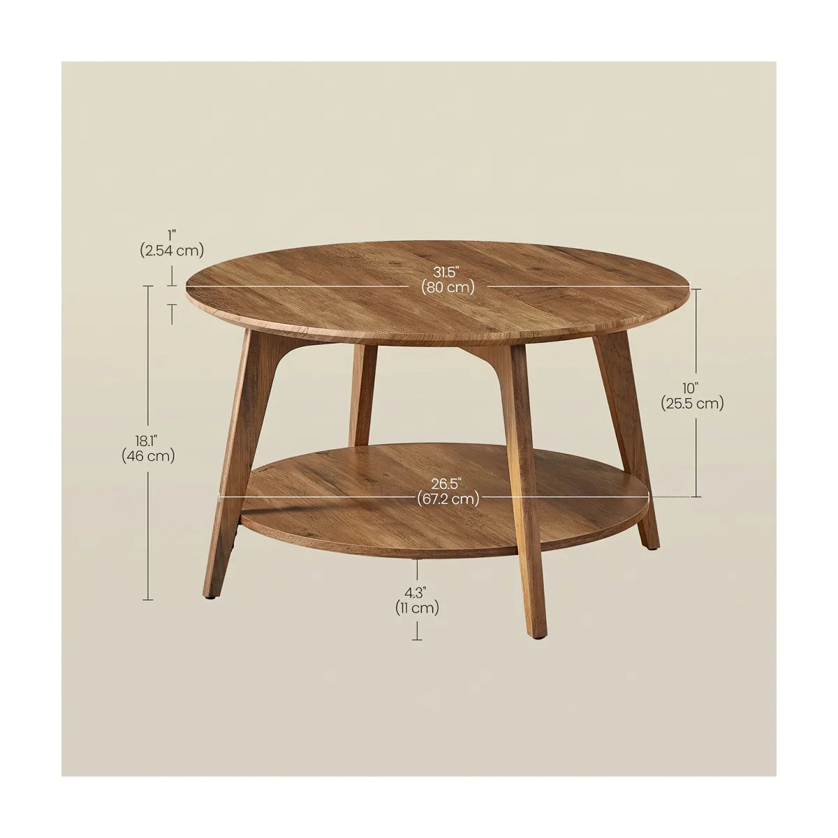 Clasino Coffee Table With 2-Tier Storage Shelves - Wooden bazar
