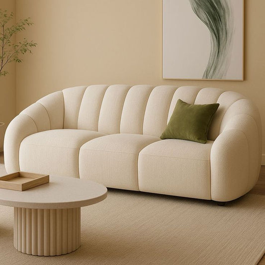 Saldana Velvet Round Arm Curved Sofa