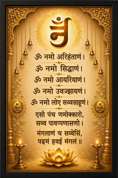 Jain Namokar Mantra Photo Frame Wall Decor for Home Temple Office 12x18 Inch