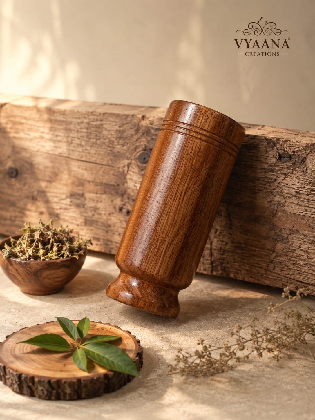Vijaysar Wooden Tumbler Natural Ayurvedic Wooden Water Glass Handmade Cup - Urban Crafto