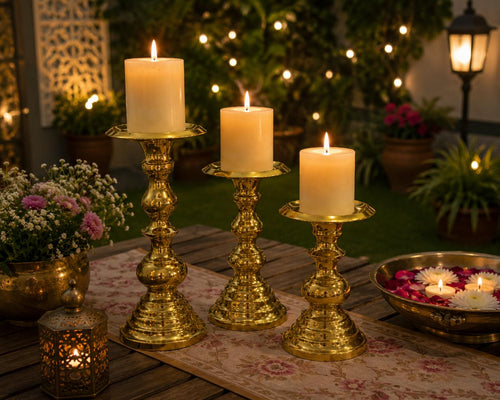 Brass Finish Candle Stand-small