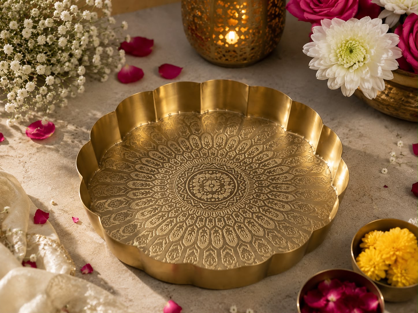 Lotus Brass Finish Urli-Small