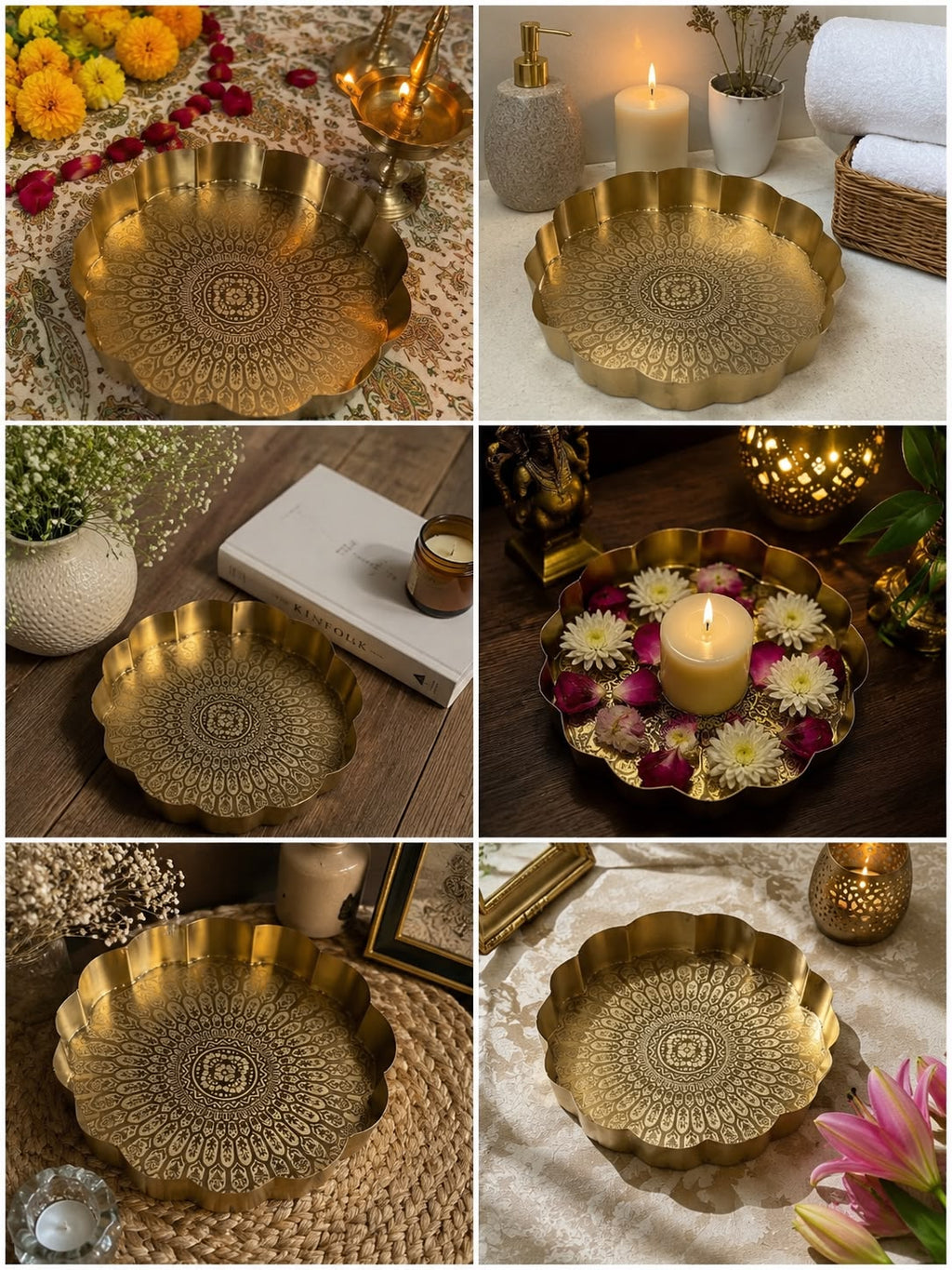 Lotus Brass Finish Urli-Large