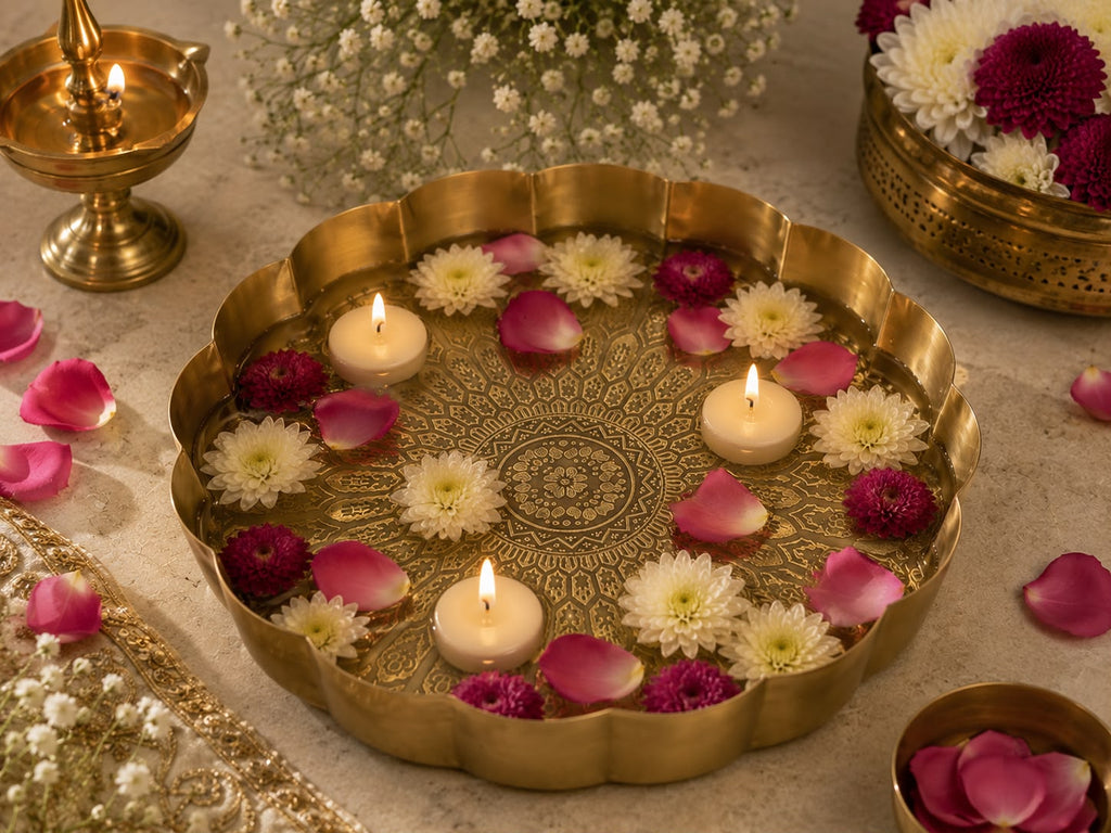 Lotus Brass Finish Urli-Large